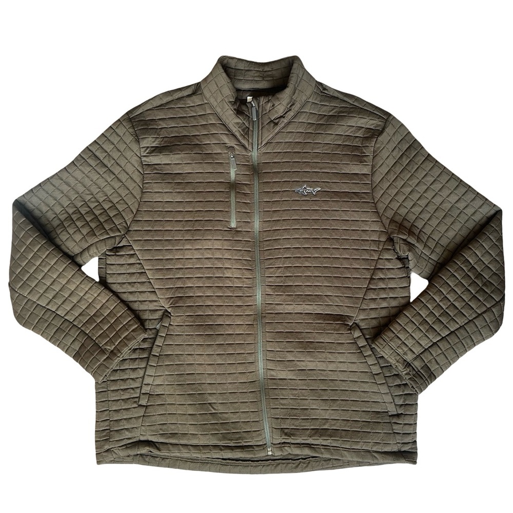 Greg Norman Quilted Brown Zip Sweater 3 zipper Men’s Large jacket